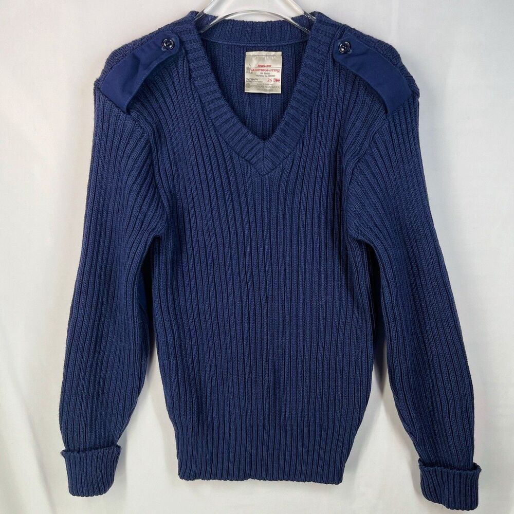 Brigade Quartermasters Sweater Men's Small 36 Blue Wool Woolly Pully England